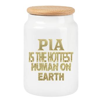 Pia - Boîte à biscuits avec couvercle en bois - blanc - Devant