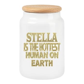 Stella - Boîte à biscuits avec couvercle en bois - blanc - Devant