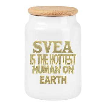 Svea - Boîte à biscuits avec couvercle en bois - blanc - Devant