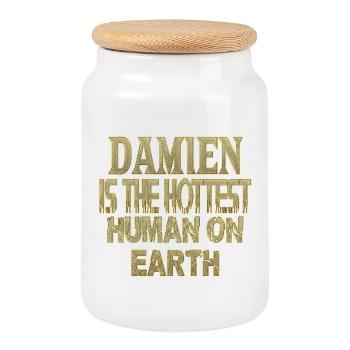 Damien - Boîte à biscuits avec couvercle en bois - blanc - Devant