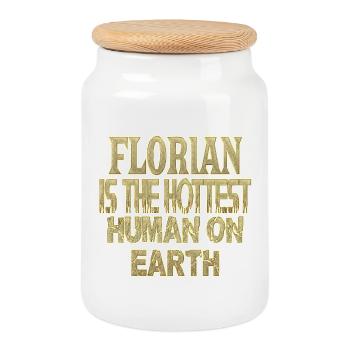 Florian - Boîte à biscuits avec couvercle en bois - blanc - Devant