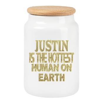 Justin - Boîte à biscuits avec couvercle en bois - blanc - Devant