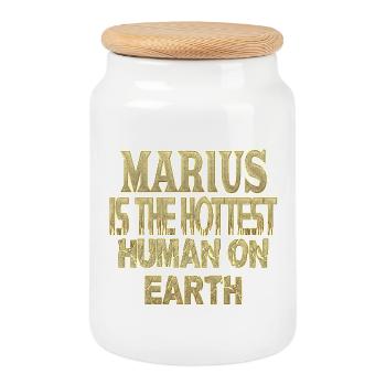 Marius - Boîte à biscuits avec couvercle en bois - blanc - Devant