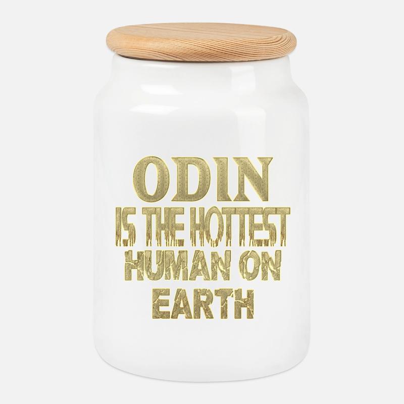 Odin - Cookie Jar with Wooden Lid - white