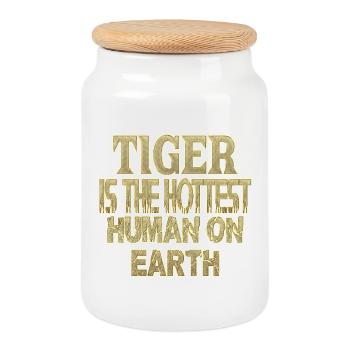 Tiger - Keksdose mit Holzdeckel - Weiß - Vorne