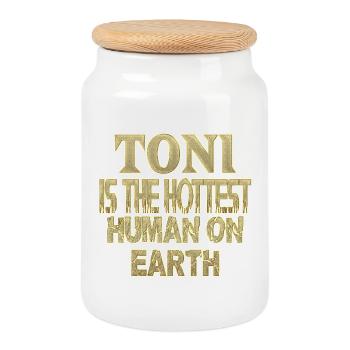 Toni - Boîte à biscuits avec couvercle en bois - blanc - Devant