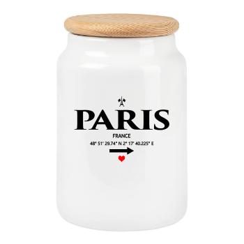 Paris - France - Boîte à biscuits avec couvercle en bois - blanc - Devant