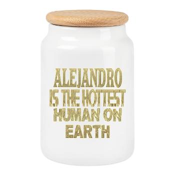 Alejandro - Boîte à biscuits avec couvercle en bois - blanc - Devant
