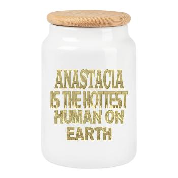 Anastacia - Boîte à biscuits avec couvercle en bois - blanc - Devant