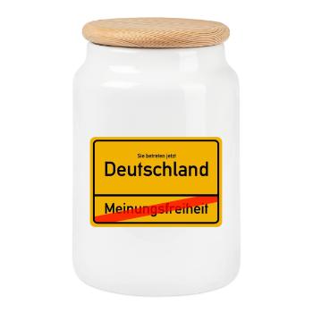 Meinungsfreiheit - Keksdose mit Holzdeckel - Weiß - Vorne