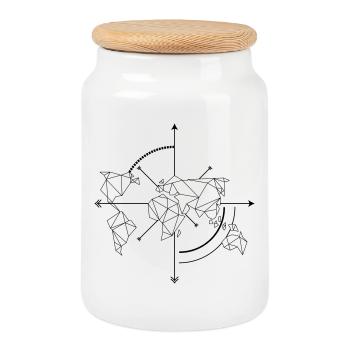 Voyage dans le monde - Boîte à biscuits avec couvercle en bois - blanc - Devant