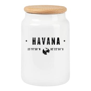 Havana Coordonnées Géographiques Stylisées - Boîte à biscuits avec couvercle en bois - blanc - Devant