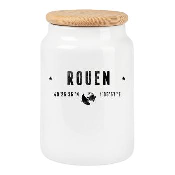 Rouen Coordonnées Géographiques Stylisées - Boîte à biscuits avec couvercle en bois - blanc - Devant
