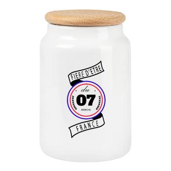 Fière D'être Du 07 Ardèche France - Boîte à biscuits avec couvercle en bois - blanc - Devant