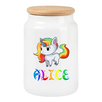Unicorn Alice - Cookie Jar with Wooden Lid - white - Front