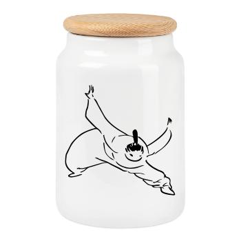 Kung-fu - Boîte à biscuits avec couvercle en bois - blanc - Devant