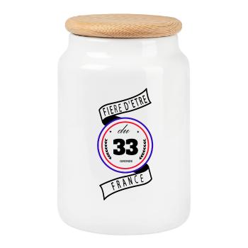 Fière D'être Du 33 Gironde France - Boîte à biscuits avec couvercle en bois - blanc - Devant