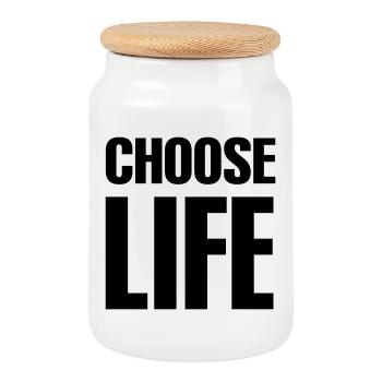 Choose life - Keksdose mit Holzdeckel - Weiß - Vorne