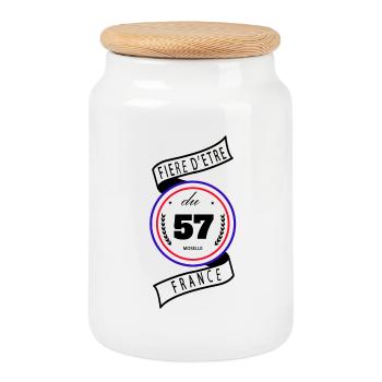 Fière D'être Du 57 Moselle - Boîte à biscuits avec couvercle en bois - blanc - Devant