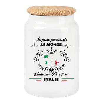 MA VIE EST EN ITALIE - Boîte à biscuits avec couvercle en bois - blanc - Devant
