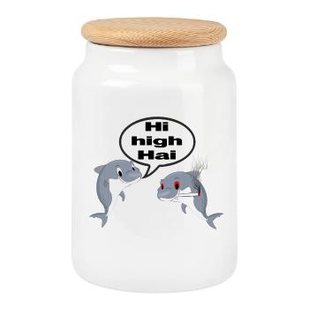 Hi high Hai - Keksdose mit Holzdeckel - Weiß - Vorne