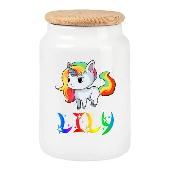 Unicorn Lily - Cookie Jar with Wooden Lid - white - Front