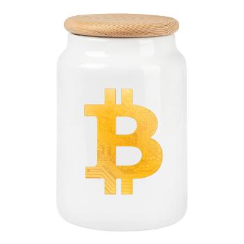 Bitcoin - Cookie Jar with Wooden Lid - white - Front