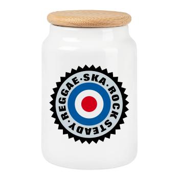 Ska, Rock Steady, Reggae Mod Target - Keksdose mit Holzdeckel - Weiß - Vorne