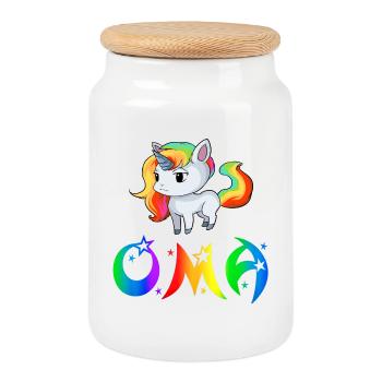 Einhorn Oma - Keksdose mit Holzdeckel - Weiß - Vorne