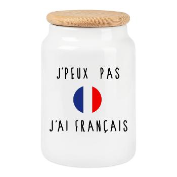 J'peux pas j'ai Français - Boîte à biscuits avec couvercle en bois - blanc - Devant