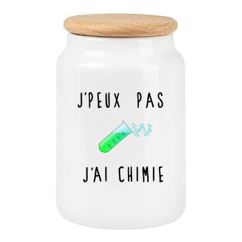 J'peux Pas J'ai Chimie Éprouvette - Boîte à biscuits avec couvercle en bois - blanc - Devant