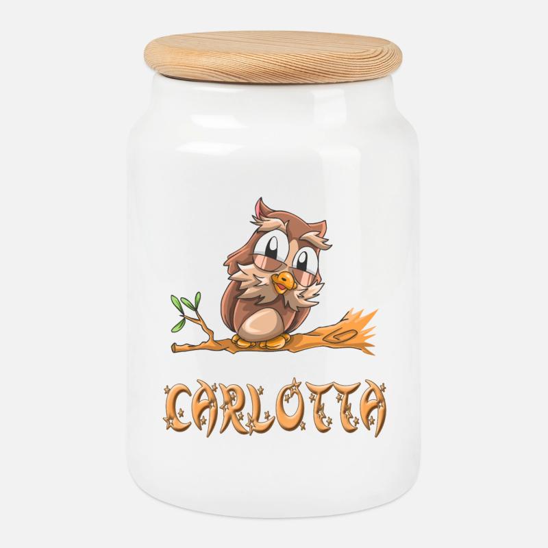 Eule Carlotta - Keksdose mit Holzdeckel - Weiß