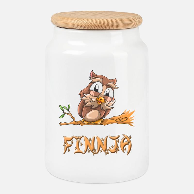 Eule Finnja - Keksdose mit Holzdeckel - Weiß