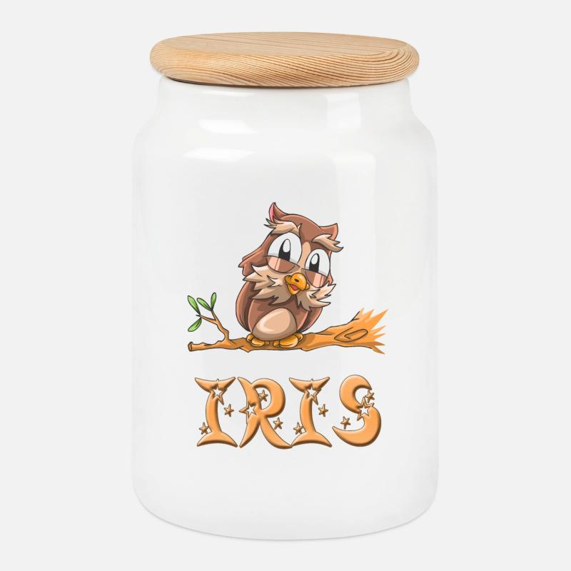 Eule Iris - Keksdose mit Holzdeckel - Weiß