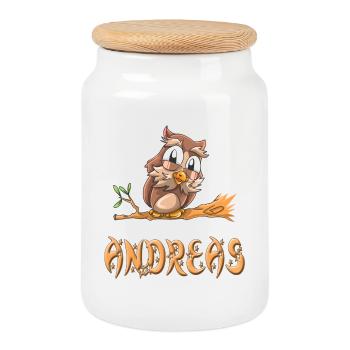 Owl Andreas - Cookie Jar with Wooden Lid - white - Front