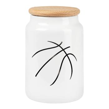 basketball - Cookie Jar with Wooden Lid - white - Front