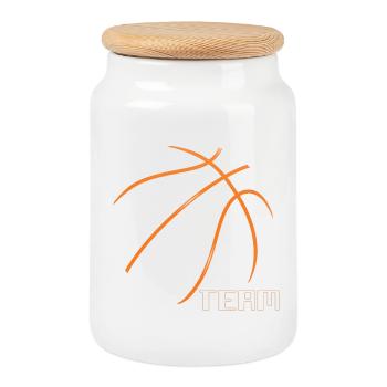 Basketball - Keksdose mit Holzdeckel - Weiß - Vorne