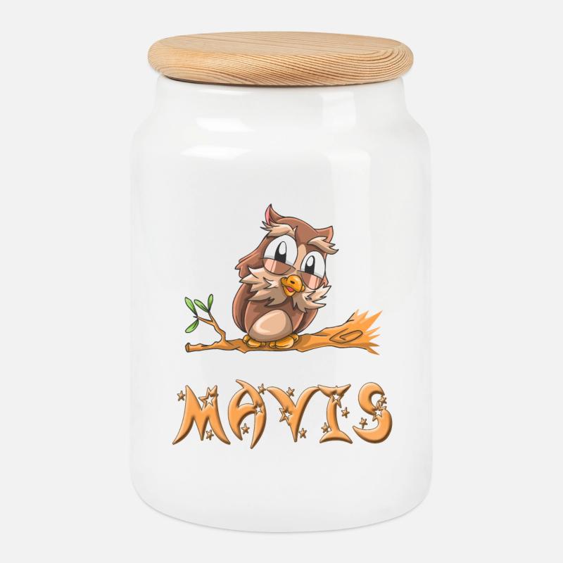 Eule Mavis - Keksdose mit Holzdeckel - Weiß