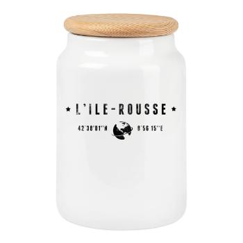 L'Ile Rousse Coordonnées Géographiques Stylisées - Boîte à biscuits avec couvercle en bois - blanc - Devant