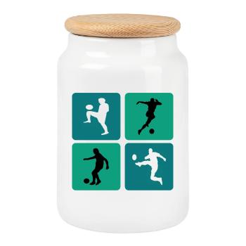 Fussball - Keksdose mit Holzdeckel - Weiß - Vorne