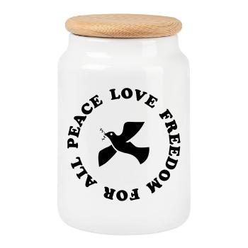 peace love freedom - Keksdose mit Holzdeckel - Weiß - Vorne