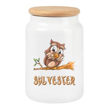 Owl Sylvester - Cookie Jar with Wooden Lid - white - Front