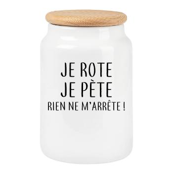 Je rote je pète - Boîte à biscuits avec couvercle en bois - blanc - Devant