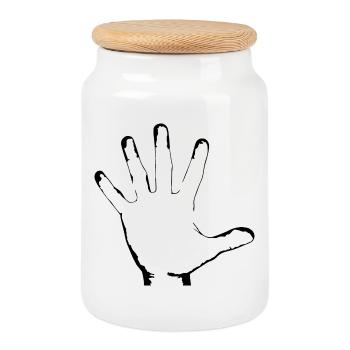 idée cadeau de membre de la main blanche - Boîte à biscuits avec couvercle en bois - blanc - Devant