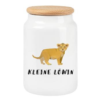 little lioness lion leo fighting courage daughter partner - Cookie Jar with Wooden Lid - white - Front