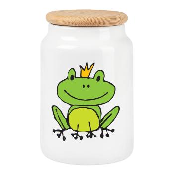 Frog or prince? - Cookie Jar with Wooden Lid - white - Front