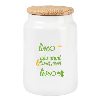 May live as long as you want but never - Cookie Jar with Wooden Lid - white - Front