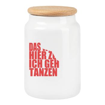 Das wird mir hier zu viel, ich geh tanzen - Keksdose mit Holzdeckel - Weiß - Vorne