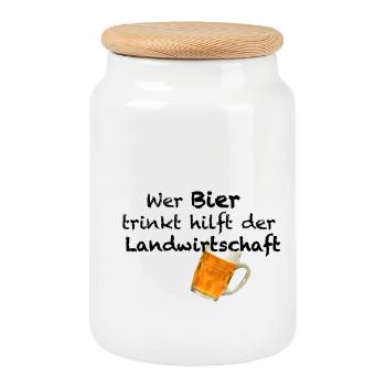 Wer Bier trinkt hilft der Landwirtschaft - Keksdose mit Holzdeckel - Weiß - Vorne