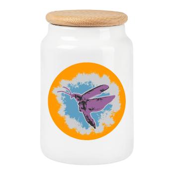 Butterfly Illustration with Pastel Accents - Cookie Jar with Wooden Lid - white - Front